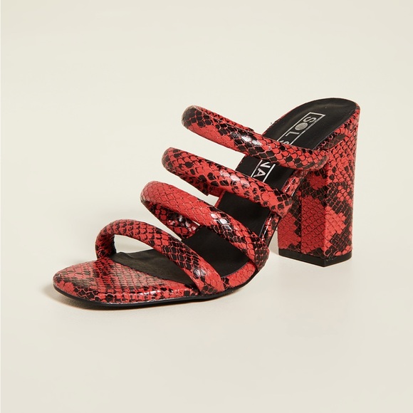 Sol Sana Judy Tubular Mules in Red and Black snake print, size 40, $125 - Picture 2 of 7